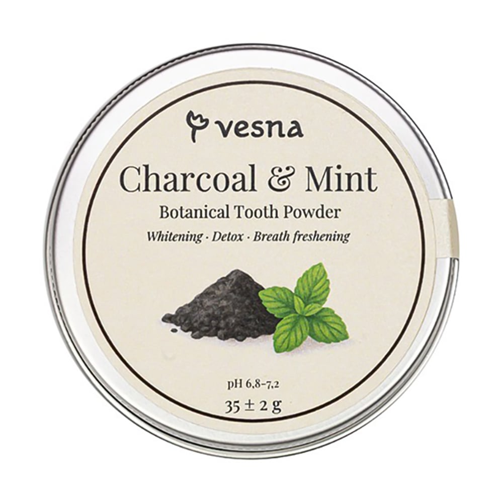 Відбілювальний зубний порошок Vesna Charcoal &amp; Mint Botanical Tooth Powder Вугілля та м'ята, 35 г