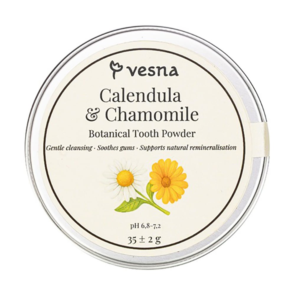 Заспокійливий зубний порошок Vesna Calendula &amp; Chamomile Botanical Tooth Powder Календула та ромашка, 35 г